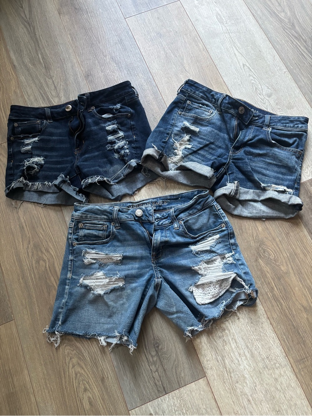 American Eagle Outfitters Distressed Denim Shorts - Blue